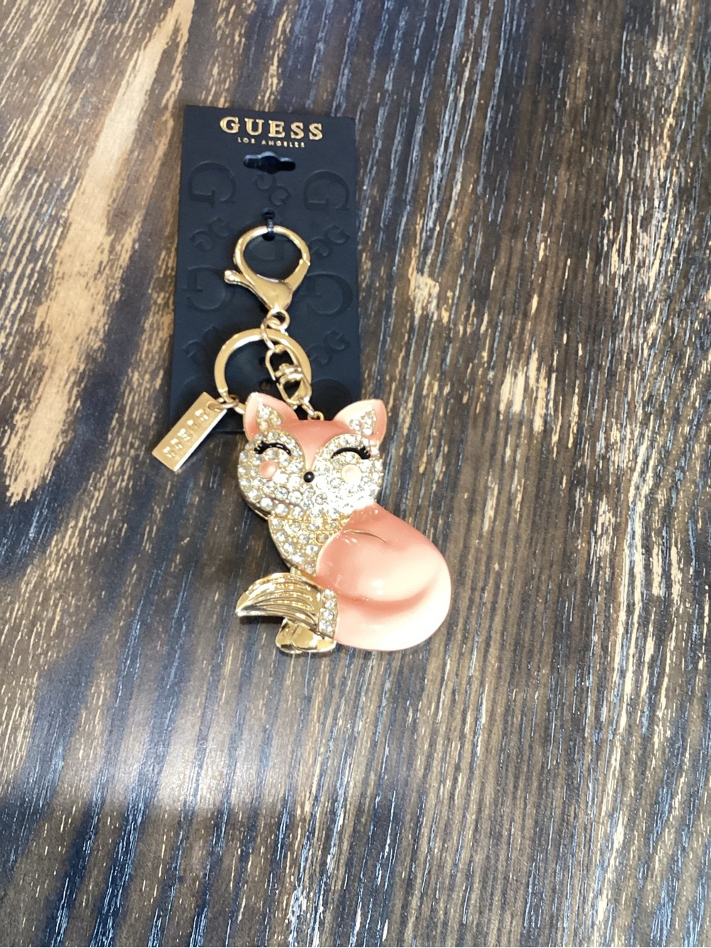 Guess Pink and Gold Fox Keychain Charm